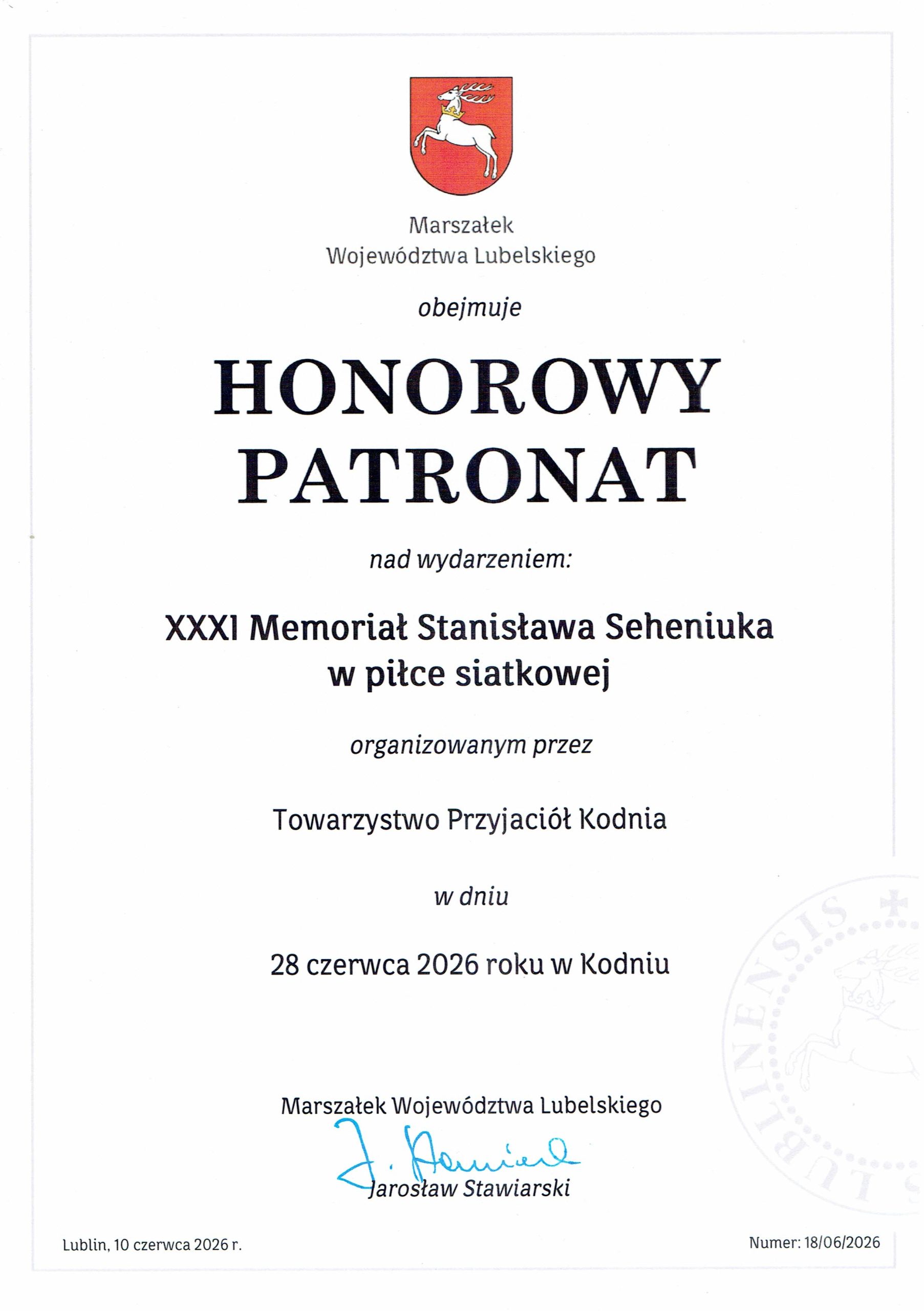 Honorowy Patronat